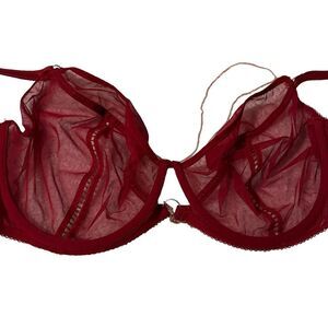 New Scantilly Unchained Plunge Bra Deep Red Rose Gold Chain  Sexy